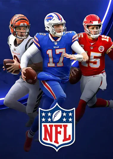 Three American football quarterbacks holding footballs